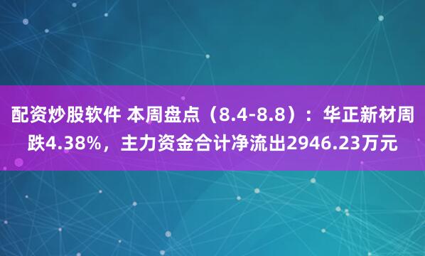 配资炒股软件 本周盘点（8.4-8.8）：华正新材周跌4.38%，主力资金合计净流出2946.23万元